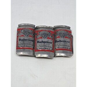 BUDWEISER ANHEUSER-BUSCH VINTAGE METAL BELT BUCKLE BEER CANS PEWTER RED MENS OS